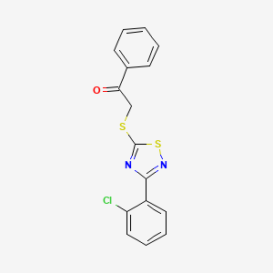 molecular formula C16H11ClN2OS2 B2518515 2-((3-(2-Chlorophenyl)-1,2,4-thiadiazol-5-yl)thio)-1-phenylethanone CAS No. 864919-60-8