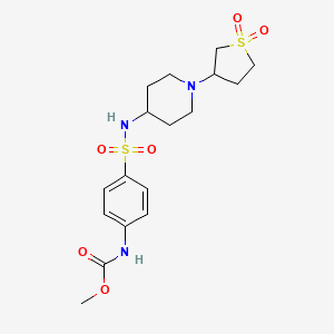 molecular formula C17H25N3O6S2 B2518520 methyl (4-(N-(1-(1,1-dioxidotetrahydrothiophen-3-yl)piperidin-4-yl)sulfamoyl)phenyl)carbamate CAS No. 2034224-97-8