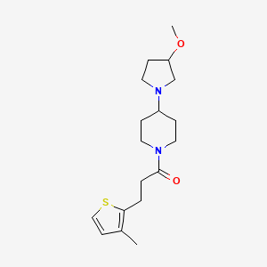molecular formula C18H28N2O2S B2518522 1-(4-(3-甲氧基吡咯烷-1-基)哌啶-1-基)-3-(3-甲硫代噻吩-2-基)丙-1-酮 CAS No. 2320505-27-7
