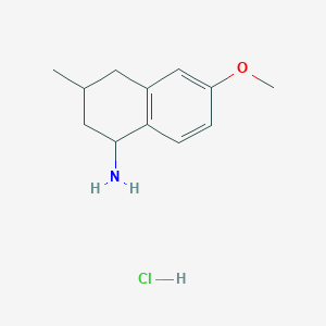 molecular formula C12H18ClNO B2518527 6-Methoxy-3-methyl-1,2,3,4-tetrahydronaphthalen-1-amine hydrochloride CAS No. 2137653-25-7