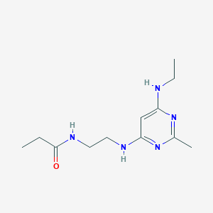 molecular formula C12H21N5O B2518533 N-(2-((6-(ethylamino)-2-methylpyrimidin-4-yl)amino)ethyl)propionamide CAS No. 1203269-89-9