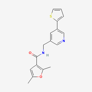 molecular formula C17H16N2O2S B2518540 2,5-dimethyl-N-((5-(thiophen-2-yl)pyridin-3-yl)methyl)furan-3-carboxamide CAS No. 2034347-87-8