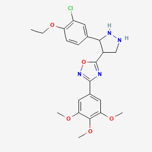 molecular formula C22H21ClN4O5 B2518548 5-[3-(3-氯-4-乙氧基苯基)吡唑烷-4-基]-3-(3,4,5-三甲氧基苯基)-1,2,4-恶二唑 CAS No. 1172396-34-7