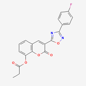 3-(3-(4-fluorophenyl)-1,2,4-oxadiazol-5-yl)-2-oxo-2H-chromen-8-yl propionate