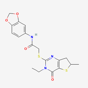 N-(1,3-benzodioxol-5-yl)-2-[(3-ethyl-6-methyl-4-oxo-6,7-dihydrothieno[3,2-d]pyrimidin-2-yl)sulfanyl]acetamide