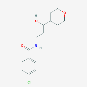 4-chloro-N-(3-hydroxy-3-(tetrahydro-2H-pyran-4-yl)propyl)benzamide