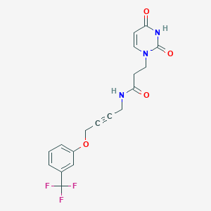 molecular formula C18H16F3N3O4 B2518582 3-(2,4-dioxo-3,4-dihydropyrimidin-1(2H)-yl)-N-(4-(3-(trifluoromethyl)phenoxy)but-2-yn-1-yl)propanamide CAS No. 1421525-44-1