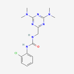 molecular formula C15H20ClN7O B2518584 1-((4,6-二(二甲氨基)-1,3,5-三嗪-2-基)甲基)-3-(2-氯苯基)脲 CAS No. 2034356-01-7