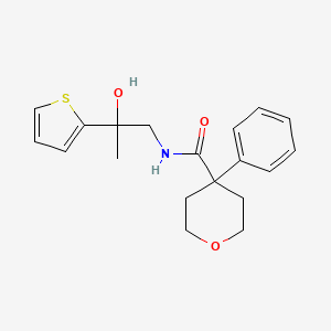 molecular formula C19H23NO3S B2518587 N-(2-hydroxy-2-(thiophen-2-yl)propyl)-4-phenyltetrahydro-2H-pyran-4-carboxamide CAS No. 1351658-77-9