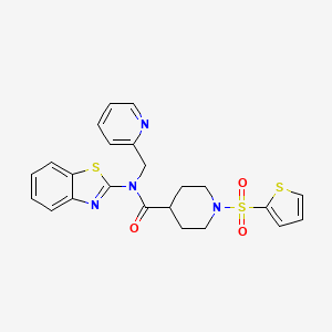 molecular formula C23H22N4O3S3 B2518590 N-(苯并[d]噻唑-2-基)-N-(吡啶-2-基甲基)-1-(噻吩-2-基磺酰基)哌啶-4-甲酰胺 CAS No. 941896-56-6