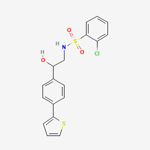 molecular formula C18H16ClNO3S2 B2518591 2-chloro-N-{2-hydroxy-2-[4-(thiophen-2-yl)phenyl]ethyl}benzene-1-sulfonamide CAS No. 2380180-17-4
