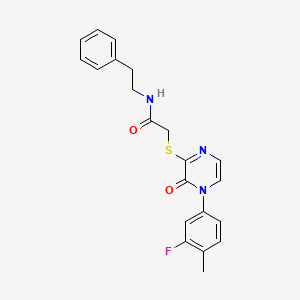 2-((4-(3-fluoro-4-methylphenyl)-3-oxo-3,4-dihydropyrazin-2-yl)thio)-N-phenethylacetamide