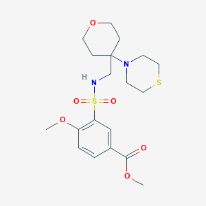 molecular formula C19H28N2O6S2 B2518608 Methyl 4-methoxy-3-[(4-thiomorpholin-4-yloxan-4-yl)methylsulfamoyl]benzoate CAS No. 2415566-04-8
