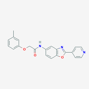 2-(3-methylphenoxy)-N-[2-(4-pyridinyl)-1,3-benzoxazol-5-yl]acetamide