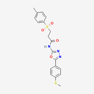 N-(5-(4-(methylthio)phenyl)-1,3,4-oxadiazol-2-yl)-3-tosylpropanamide