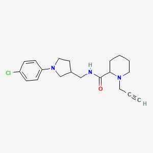 molecular formula C20H26ClN3O B2518627 N-{[1-(4-chlorophenyl)pyrrolidin-3-yl]methyl}-1-(prop-2-yn-1-yl)piperidine-2-carboxamide CAS No. 1259212-51-5