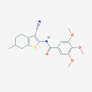 molecular formula C20H22N2O4S B251863 N-(3-cyano-6-methyl-4,5,6,7-tetrahydro-1-benzothiophen-2-yl)-3,4,5-trimethoxybenzamide 