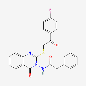 molecular formula C24H18FN3O3S B2518630 N-[2-[2-(4-fluorophenyl)-2-oxoethyl]sulfanyl-4-oxoquinazolin-3-yl]-2-phenylacetamide CAS No. 443354-27-6