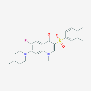 molecular formula C24H27FN2O3S B2518633 3-((3,4-dimethylphenyl)sulfonyl)-6-fluoro-1-methyl-7-(4-methylpiperidin-1-yl)quinolin-4(1H)-one CAS No. 892765-44-5