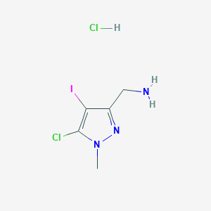 molecular formula C5H8Cl2IN3 B2518639 (5-氯-4-碘-1-甲基吡唑-3-基)甲胺;盐酸盐 CAS No. 2375268-78-1