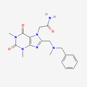 molecular formula C18H22N6O3 B2518641 2-(8-{[benzyl(methyl)amino]methyl}-1,3-dimethyl-2,6-dioxo-1,2,3,6-tetrahydro-7H-purin-7-yl)acetamide CAS No. 797028-12-7