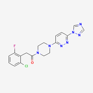 molecular formula C18H17ClFN7O B2518649 1-(4-(6-(1H-1,2,4-triazol-1-yl)pyridazin-3-yl)piperazin-1-yl)-2-(2-chloro-6-fluorophenyl)ethanone CAS No. 1797564-79-4