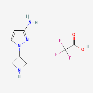molecular formula C8H11F3N4O2 B2518650 1-(氮杂环丁-3-基)吡唑-3-胺;2,2,2-三氟乙酸 CAS No. 2416231-81-5