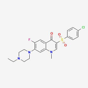 molecular formula C22H23ClFN3O3S B2518652 3-(4-chlorobenzenesulfonyl)-7-(4-ethylpiperazin-1-yl)-6-fluoro-1-methyl-1,4-dihydroquinolin-4-one CAS No. 892775-21-2