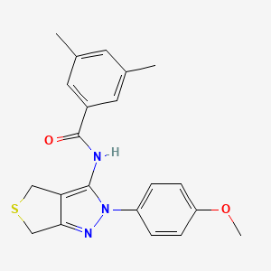molecular formula C21H21N3O2S B2518653 N-(2-(4-methoxyphenyl)-4,6-dihydro-2H-thieno[3,4-c]pyrazol-3-yl)-3,5-dimethylbenzamide CAS No. 392253-36-0