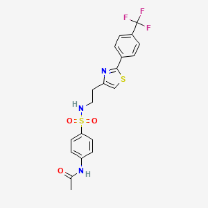molecular formula C20H18F3N3O3S2 B2518656 N-(4-(N-(2-(2-(4-(trifluoromethyl)phenyl)thiazol-4-yl)ethyl)sulfamoyl)phenyl)acetamide CAS No. 896678-99-2