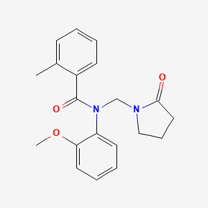 molecular formula C20H22N2O3 B2518657 N-(2-メトキシフェニル)-2-メチル-N-[(2-オキソピロリジン-1-イル)メチル]ベンズアミド CAS No. 852155-47-6