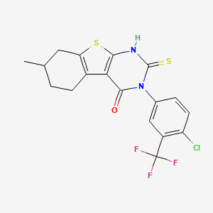 4-[4-Chloro-3-(trifluoromethyl)phenyl]-11-methyl-5-sulfanyl-8-thia-4,6-diazatricyclo[7.4.0.0^{2,7}]trideca-1(9),2(7),5-trien-3-one