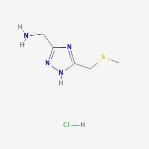 {5-[(methylsulfanyl)methyl]-4H-1,2,4-triazol-3-yl}methanamine hydrochloride