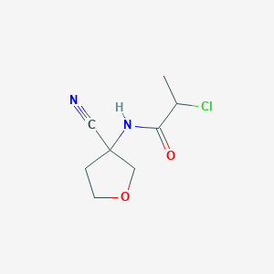 molecular formula C8H11ClN2O2 B2518683 2-Chloro-N-(3-cyanooxolan-3-yl)propanamide CAS No. 2411286-09-2