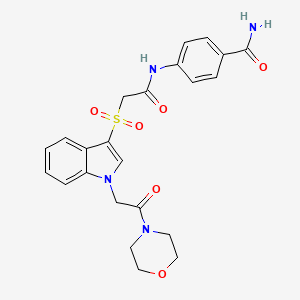 molecular formula C23H24N4O6S B2518684 4-(2-((1-(2-morpholino-2-oxoethyl)-1H-indol-3-yl)sulfonyl)acetamido)benzamide CAS No. 894012-75-0