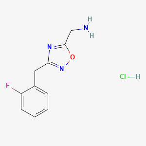 molecular formula C10H11ClFN3O B2518686 {3-[(2-Fluorophenyl)methyl]-1,2,4-oxadiazol-5-yl}methanamine hydrochloride CAS No. 2094925-06-9