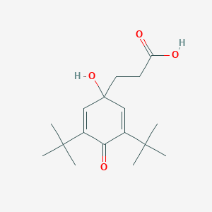 molecular formula C17H26O4 B2518694 3-[1-Hydroxy-3,5-bis(2-methyl-2-propanyl)-4-oxo-2,5-cyclohexadien-1-yl]propanoic acid CAS No. 83237-15-4