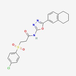 molecular formula C21H20ClN3O4S B2518696 3-((4-chlorophenyl)sulfonyl)-N-(5-(5,6,7,8-tetrahydronaphthalen-2-yl)-1,3,4-oxadiazol-2-yl)propanamide CAS No. 899963-52-1
