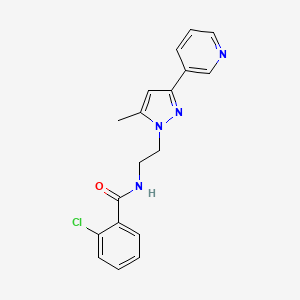 molecular formula C18H17ClN4O B2518700 2-chloro-N-(2-(5-methyl-3-(pyridin-3-yl)-1H-pyrazol-1-yl)ethyl)benzamide CAS No. 2034604-52-7