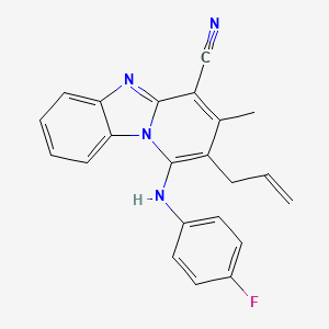 molecular formula C22H17FN4 B2518702 1-[(4-Fluorophenyl)amino]-3-methyl-2-(prop-2-en-1-yl)pyrido[1,2-a]benzimidazole-4-carbonitrile CAS No. 612037-62-4