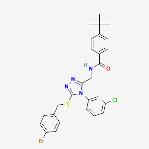 molecular formula C27H26BrClN4OS B2518714 N-[[5-[(4-bromophenyl)methylsulfanyl]-4-(3-chlorophenyl)-1,2,4-triazol-3-yl]methyl]-4-tert-butylbenzamide CAS No. 389070-70-6