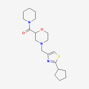 molecular formula C19H29N3O2S B2518725 [4-[(2-Cyclopentyl-1,3-thiazol-4-yl)methyl]morpholin-2-yl]-piperidin-1-ylmethanone CAS No. 2415565-50-1