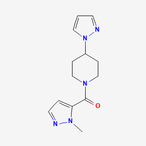 molecular formula C13H17N5O B2518726 (2-Methylpyrazol-3-yl)-(4-pyrazol-1-ylpiperidin-1-yl)methanone CAS No. 1788985-34-1