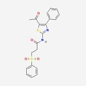 molecular formula C20H18N2O4S2 B2518730 N-(5-acetyl-4-phenyl-1,3-thiazol-2-yl)-3-(benzenesulfonyl)propanamide CAS No. 868676-01-1