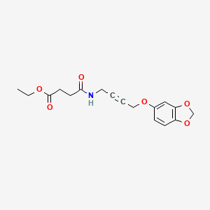 molecular formula C17H19NO6 B2518740 Ethyl 4-((4-(benzo[d][1,3]dioxol-5-yloxy)but-2-yn-1-yl)amino)-4-oxobutanoate CAS No. 1428358-79-5