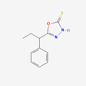 molecular formula C11H12N2OS B2518741 5-(1-Phenylpropyl)-1,3,4-oxadiazole-2-thiol CAS No. 1038340-13-4