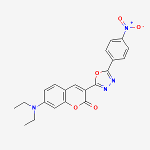 molecular formula C21H18N4O5 B2518756 7-二乙氨基-3-[5-(4-硝基苯基)-[1,3,4]恶二唑-2-基]-色满-2-酮 CAS No. 313962-79-7