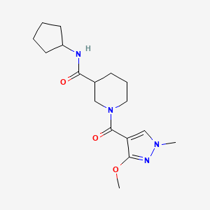 molecular formula C17H26N4O3 B2518757 环戊基-1-(3-甲氧基-1-甲基-1H-吡唑-4-羰基)哌啶-3-甲酰胺 CAS No. 1226446-14-5