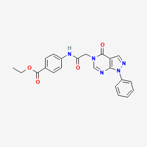molecular formula C22H19N5O4 B2518760 4-(2-(4-氧代-1-苯基-1H-吡唑并[3,4-d]嘧啶-5(4H)-基)乙酰氨基)苯甲酸乙酯 CAS No. 656831-82-2