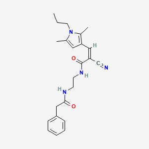 molecular formula C23H28N4O2 B2518768 (Z)-2-氰基-3-(2,5-二甲基-1-丙基吡咯-3-基)-N-[2-[(2-苯乙酰基)氨基]乙基]丙-2-烯酰胺 CAS No. 1241696-73-0